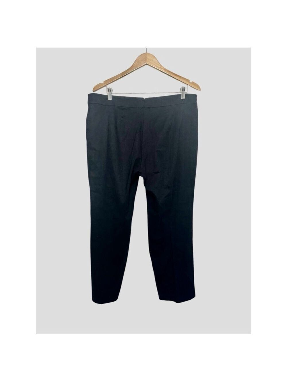 Eileen Fisher Black Ponte Pant Straight Leg Large Zip Front Stretch Pockets